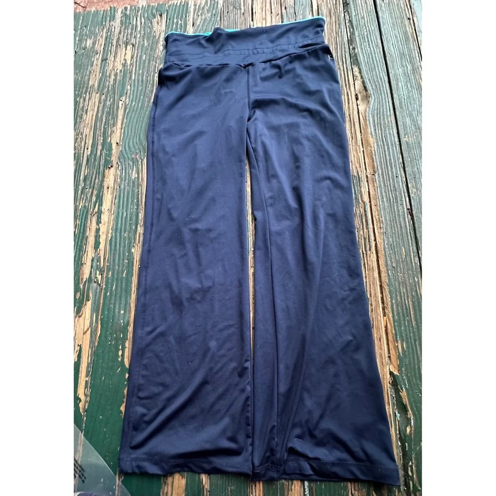 Danskin Now Womens Navy Blue Dri-More Bootcut Yoga Pants Size L 12-14 A3666